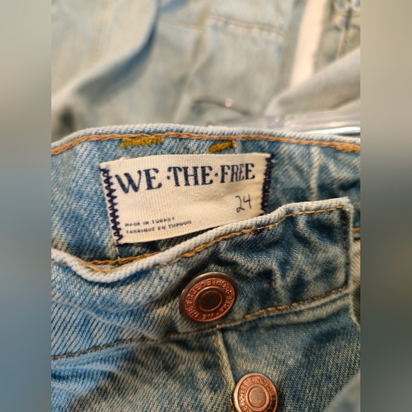 Free People We The Free Good Luck Barrel Jeans Sz 24 Kismet Wash Mid Rise Horses - Picture 7 of 8